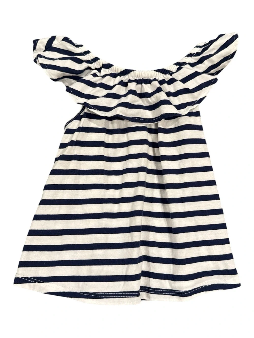 Old Navy Toddler Girls Navy White Stripe Ruffle Off-Shoulder Top Summer Size 3T